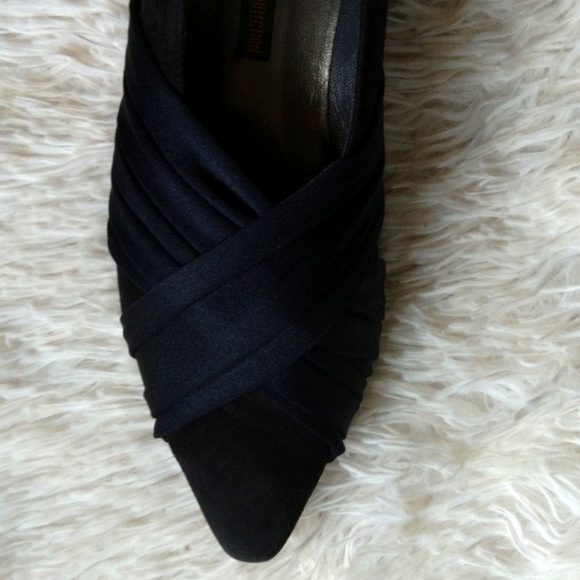 Larry Stuart black suede pointed toe pleated front formal shoes, Sz 7 1/2 M - Picture 10 of 12